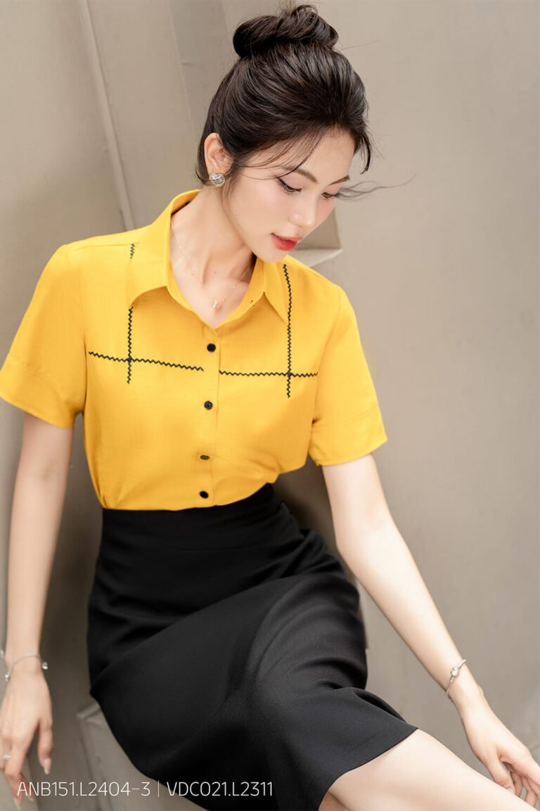 Áo sơ mi tay ngắn ANB151 vàng pc1