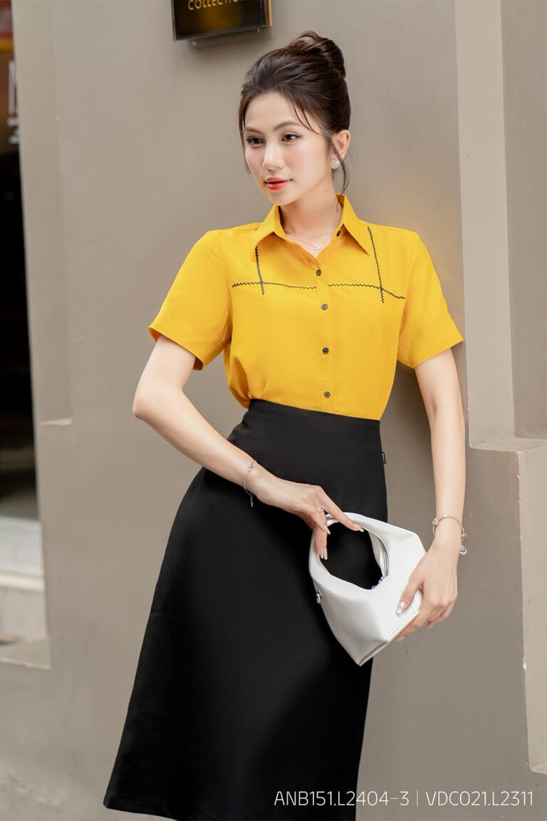 Áo sơ mi tay ngắn ANB151 vàng pc4