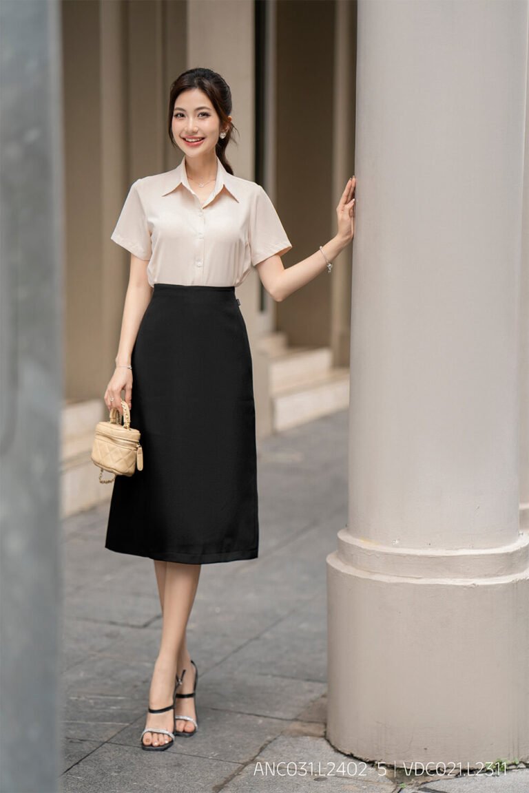 Áo sơ mi tay ngắn classic ANC031 be pc1