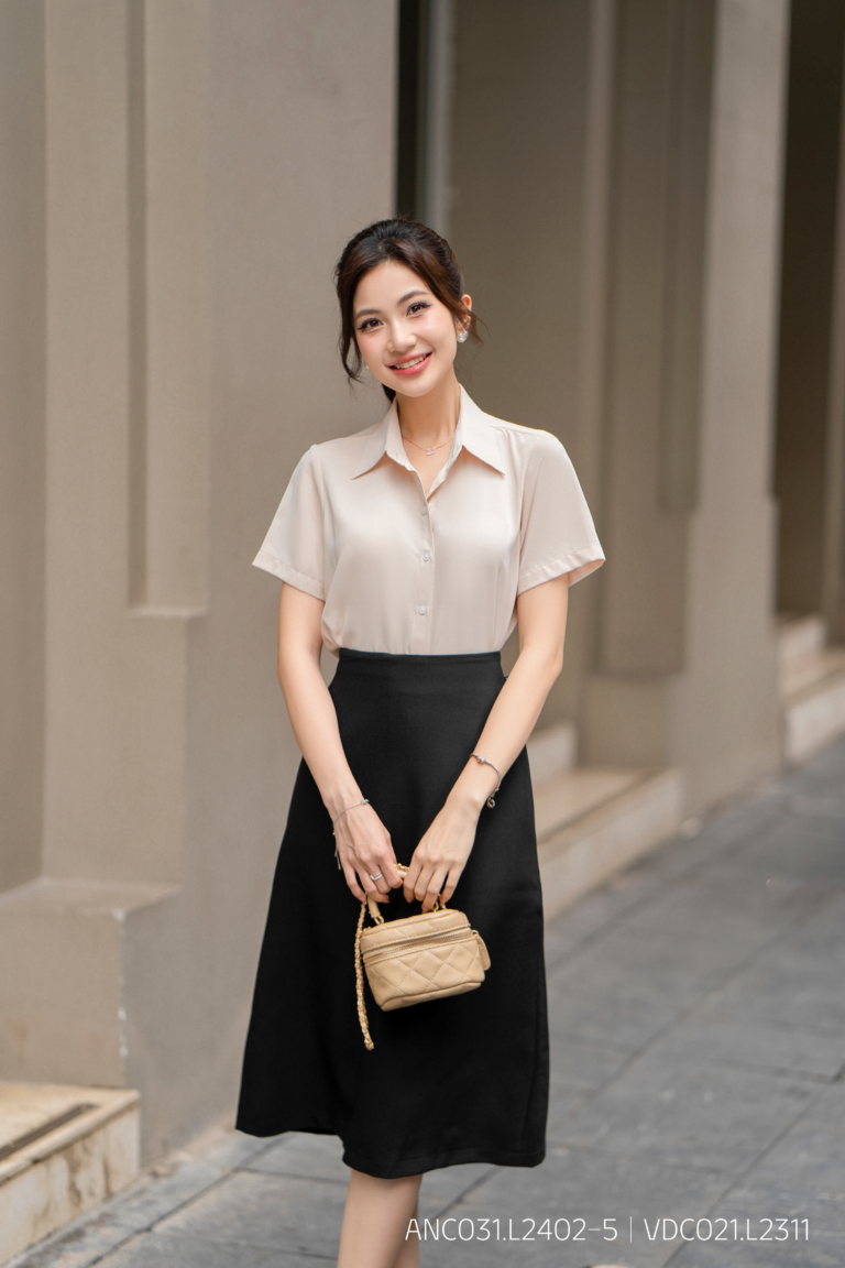 Áo sơ mi tay ngắn classic ANC031 be pc4