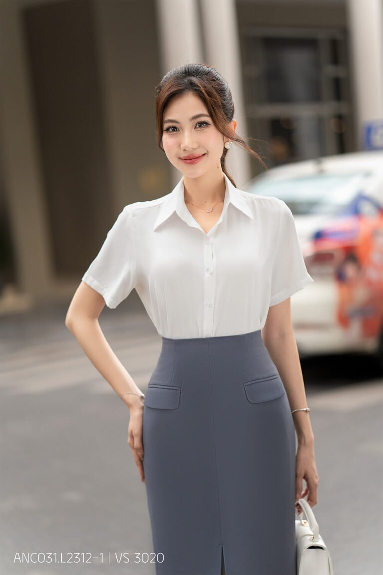 Áo sơ mi tay ngắn classic ANC031 trắng pc3
