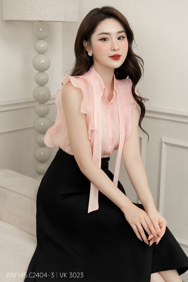 Áo sơ mi tay ngắn ANF145 hồng pc1