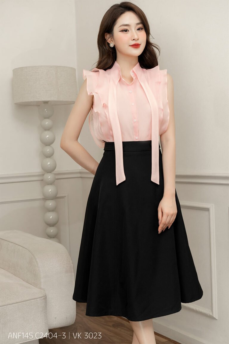 Áo sơ mi tay ngắn ANF145 hồng pc2