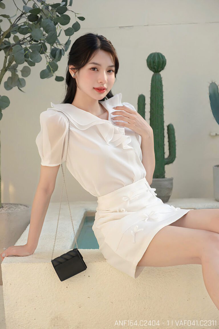 Áo sơ mi tay ngắn kiểu ANF1634 Trắng pc1