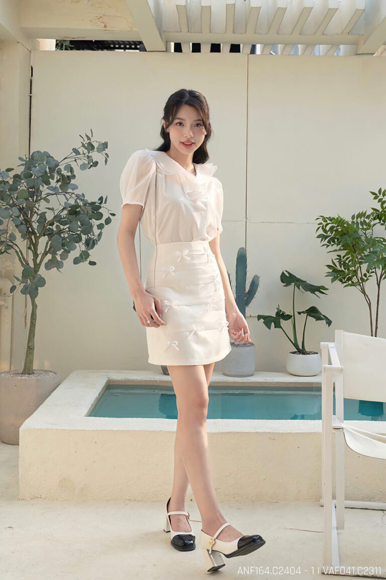 Áo sơ mi tay ngắn kiểu ANF1634 Trắng pc3