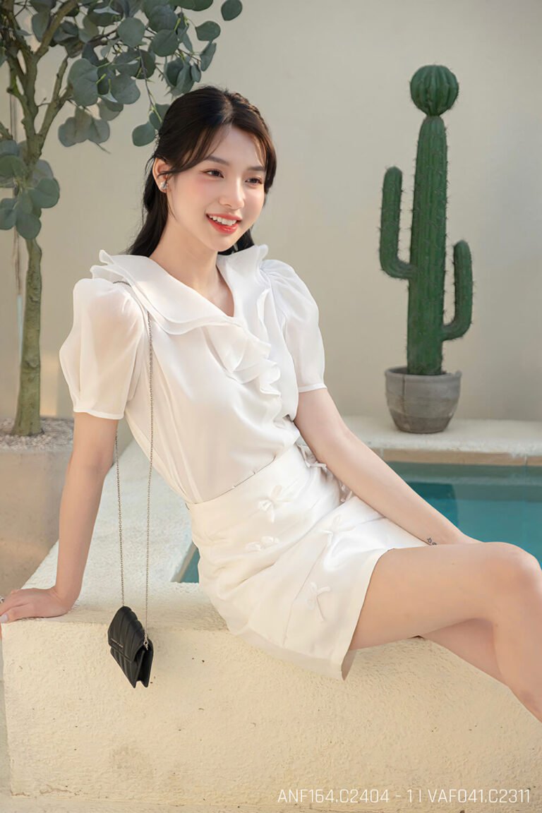 Áo sơ mi tay ngắn kiểu ANF1634 Trắng pc4