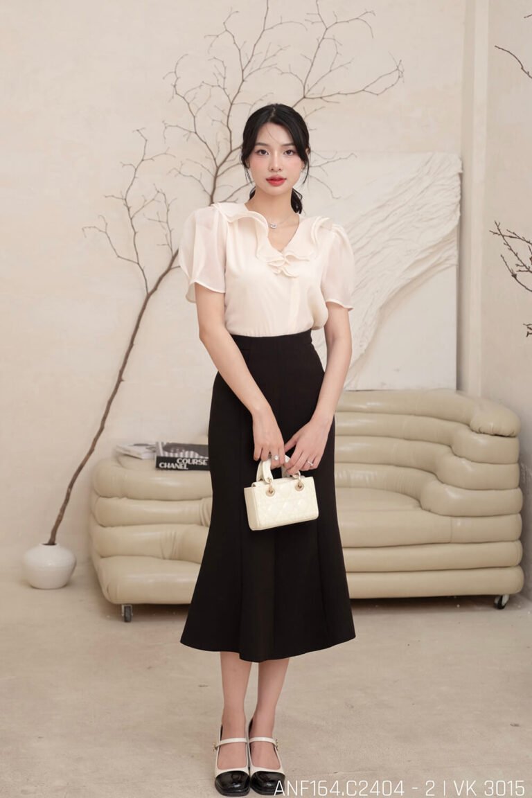 Áo sơ mi tay ngắn kiểu ANF1634 be pc1