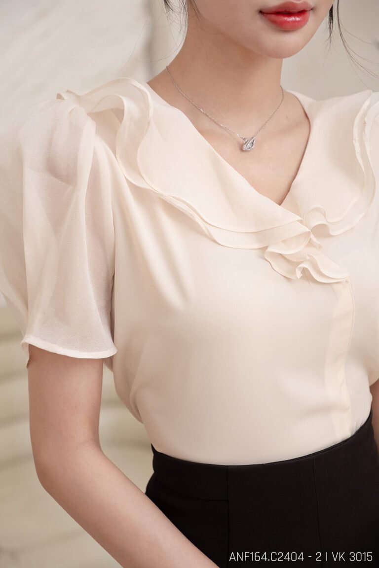 Áo sơ mi tay ngắn kiểu ANF1634 be pc4