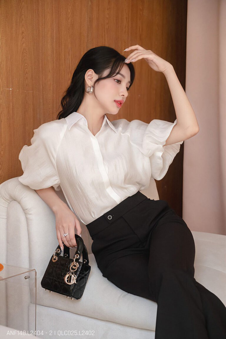 Áo sơ mi tay ngắn kiểu ANF148 trắng pc2