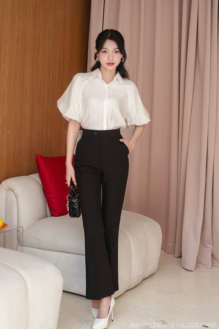 Áo sơ mi tay ngắn kiểu ANF148 trắng pc4