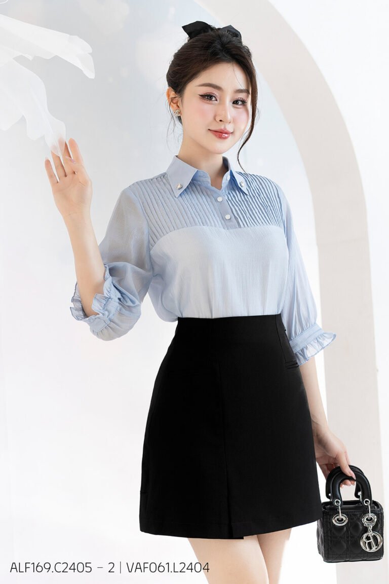 Áo sơ mi tay lỡ ALF169 xanh - VAF061- pc1