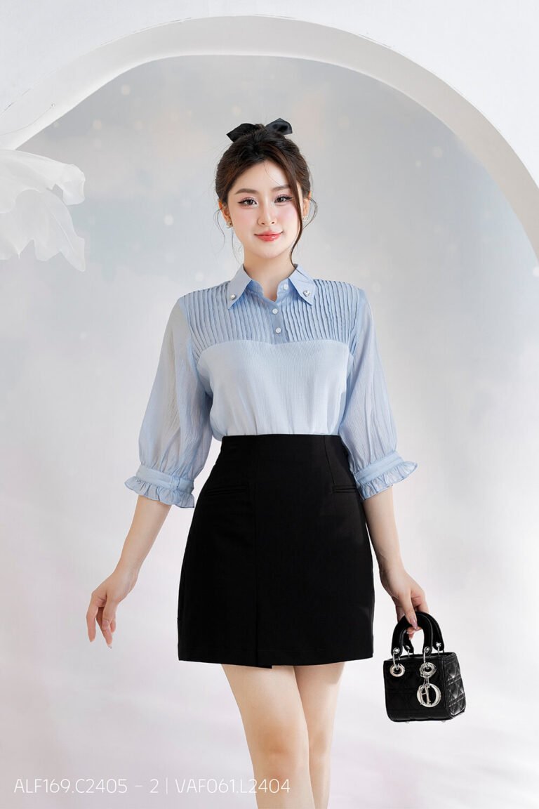 Áo sơ mi tay lỡ ALF169 xanh - ALB035 pc5