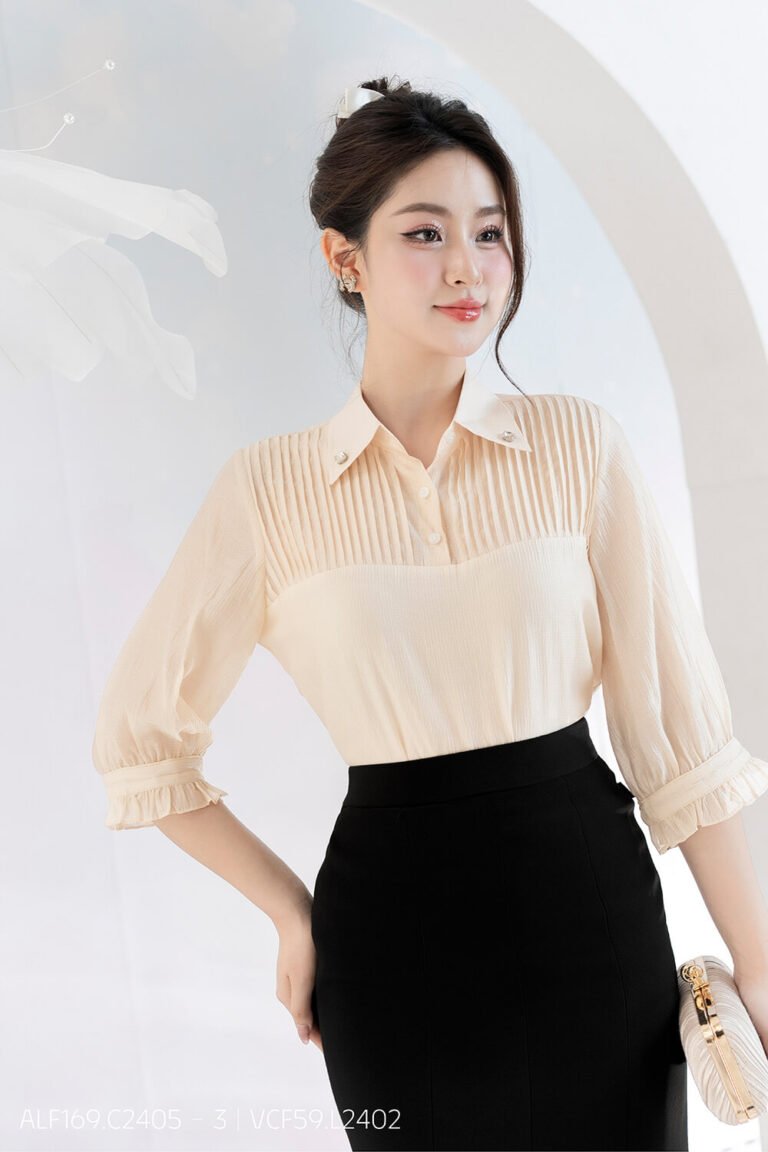Áo sơ mi tay lỡ ALF169 be - VCF 59 pc1