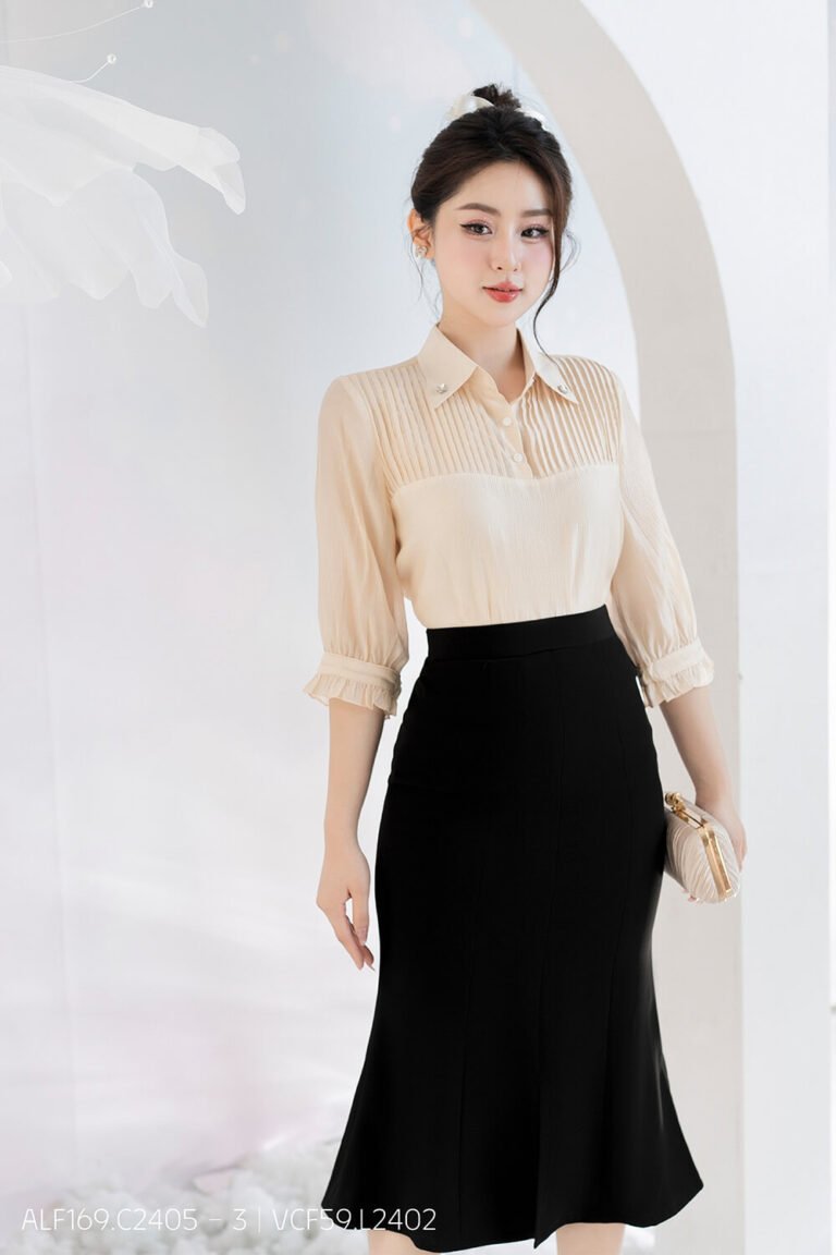 Áo sơ mi tay lỡ ALF169 be - VCF 59 pc2
