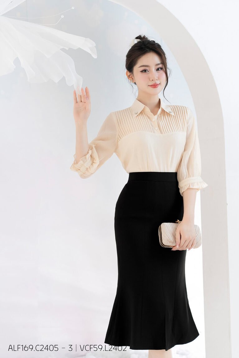 Áo sơ mi tay lỡ ALF169 be - VCF 59 pc4