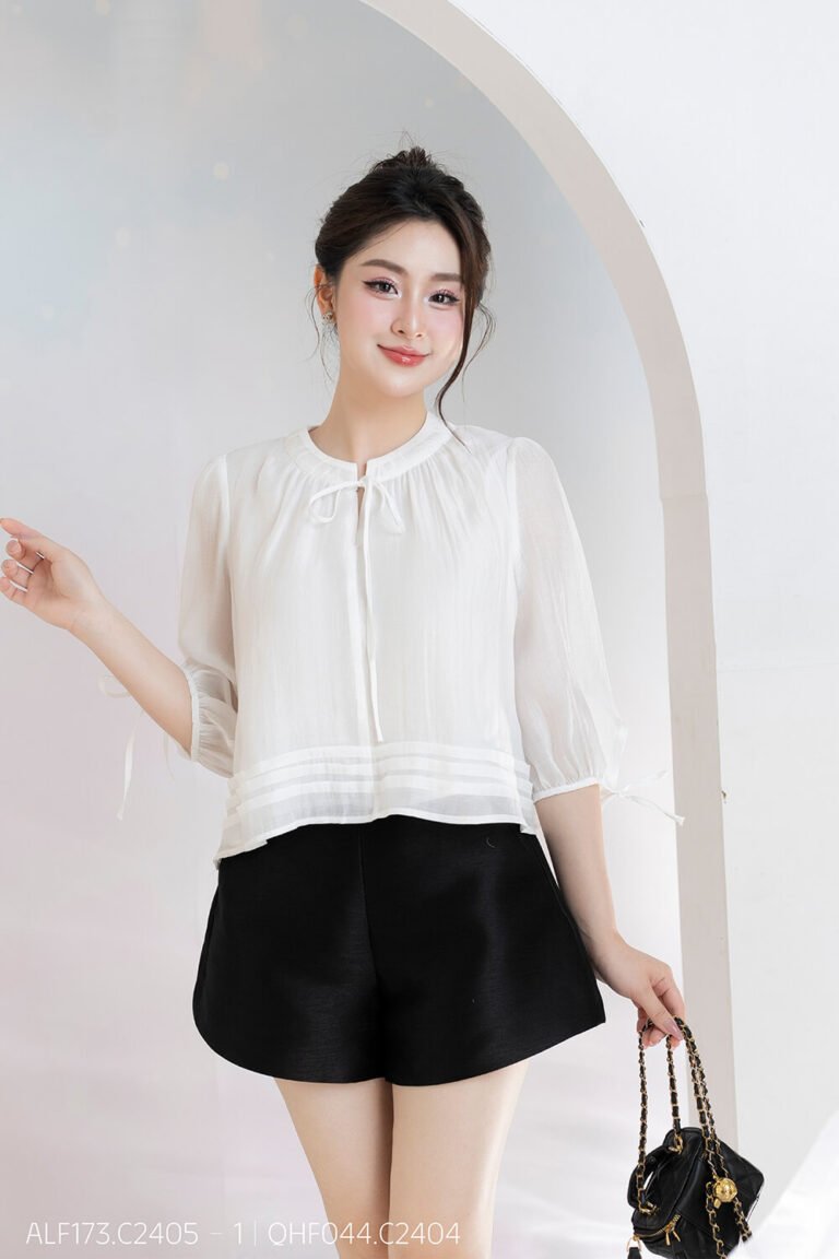 Áo sơ mi tay lỡ ALF173 trắng - qhf044 pc4