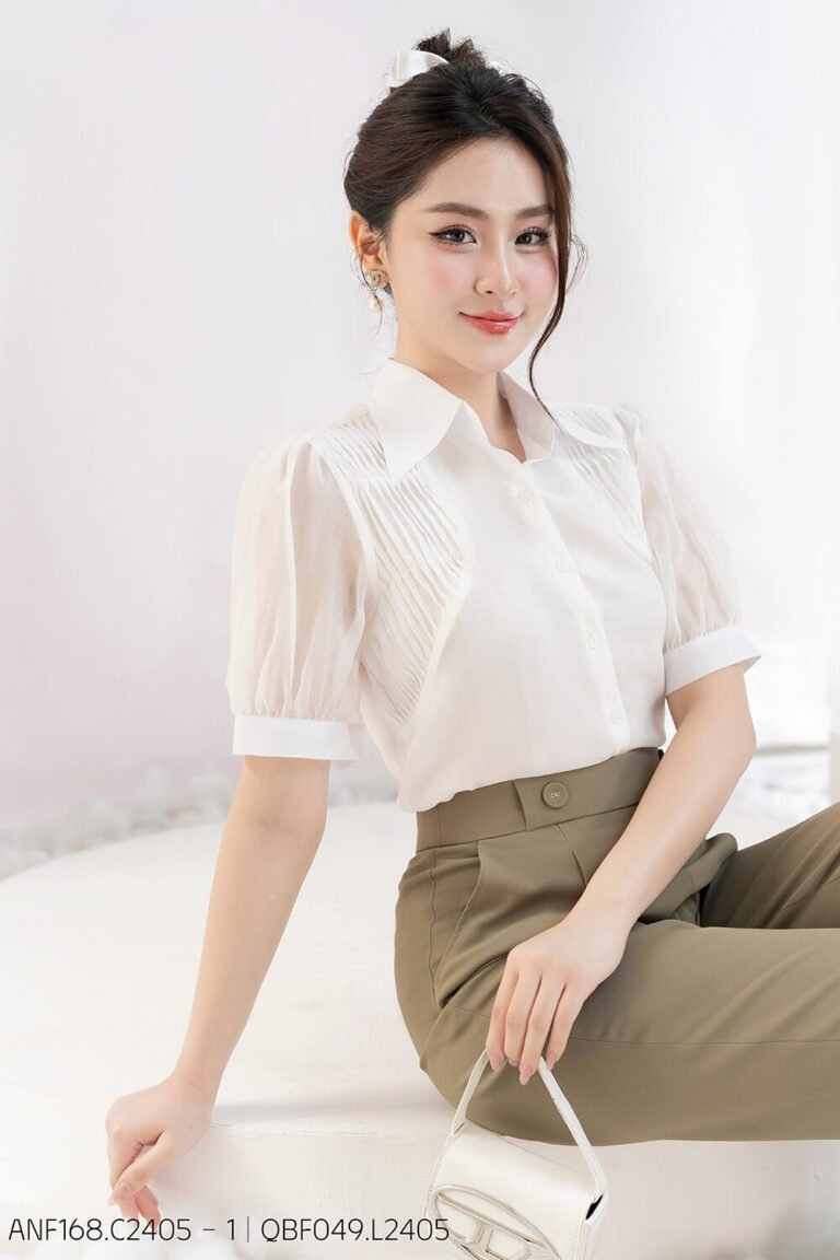 Áo sơ mi tay lỡ ANF168 trắng - QBF049 pc1