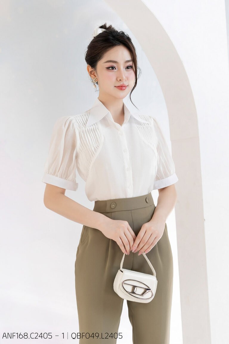 Áo sơ mi tay lỡ ANF168 trắng - QBF049 pc2