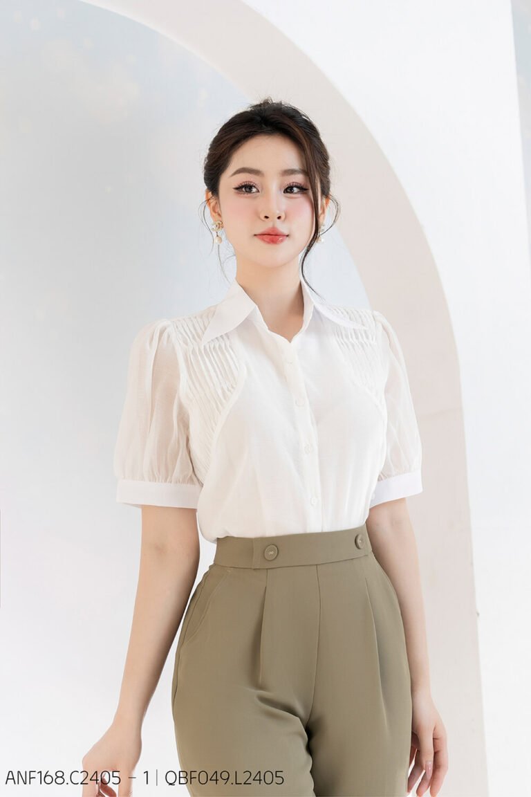 Áo sơ mi tay lỡ ANF168 trắng - QBF049 pc4