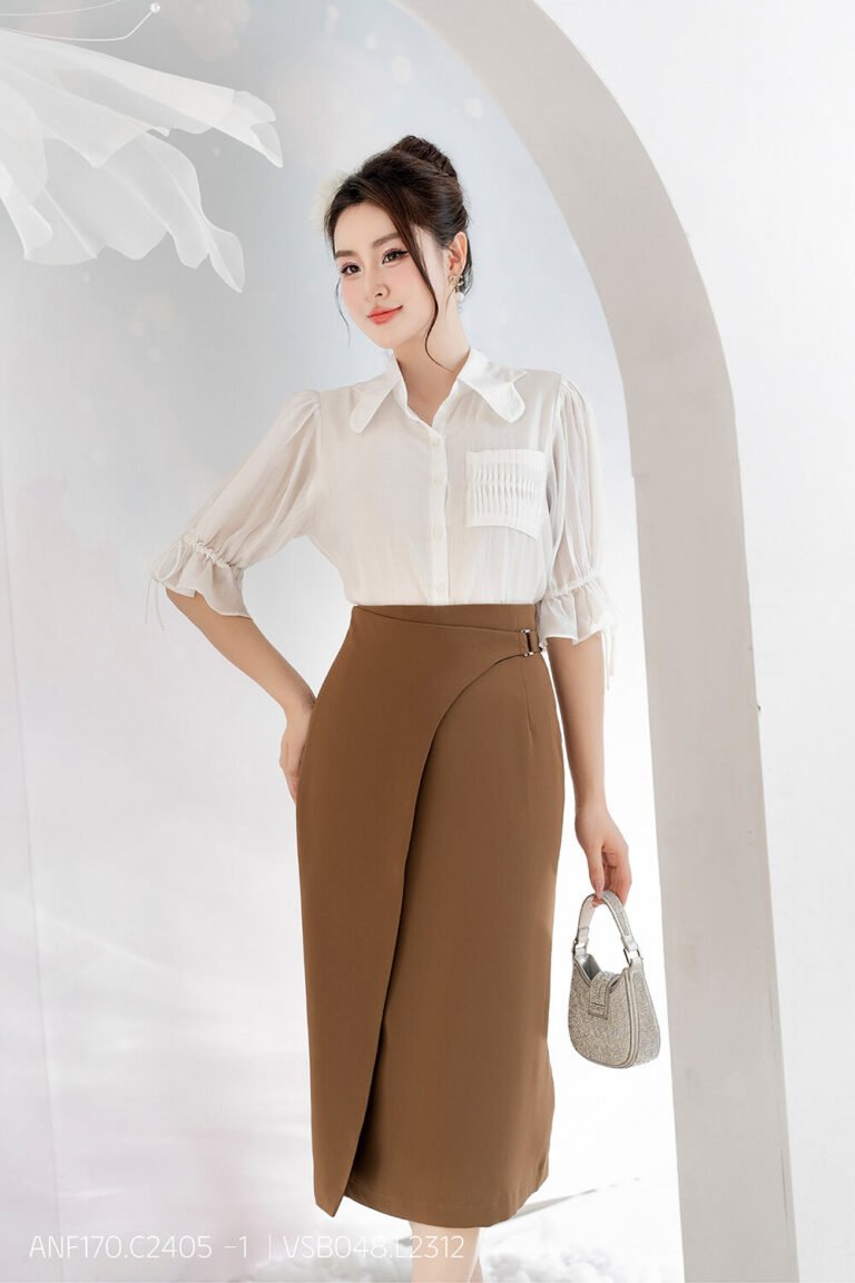 Áo sơ mi tay lỡ ANF170 trắng VSB048 pc2