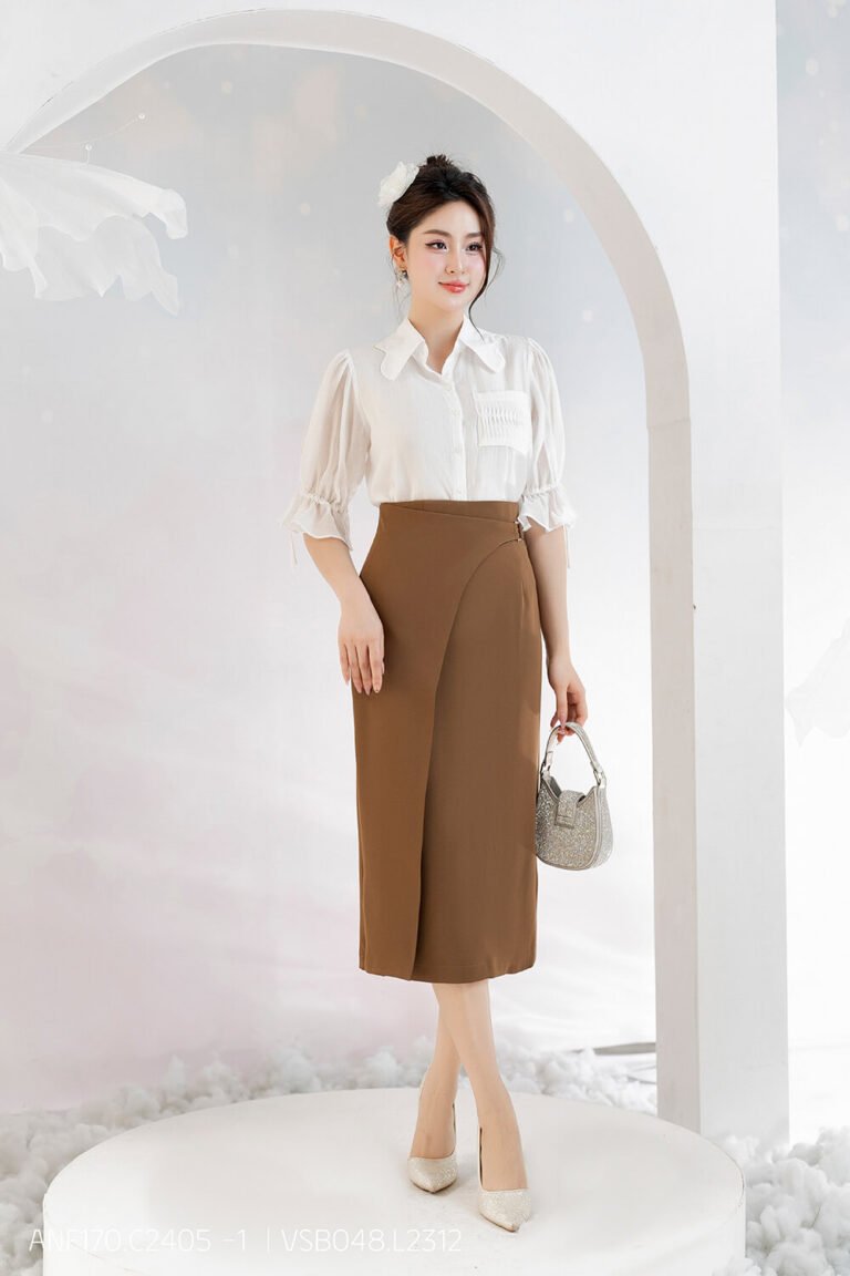 Áo sơ mi tay lỡ ANF170 trắng VSB048 pc3