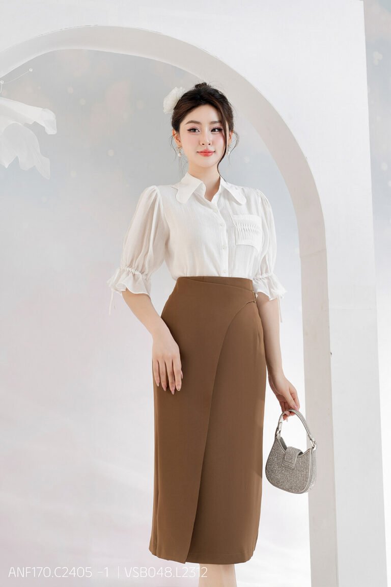 Áo sơ mi tay lỡ ANF170 trắng VSB048 pc4