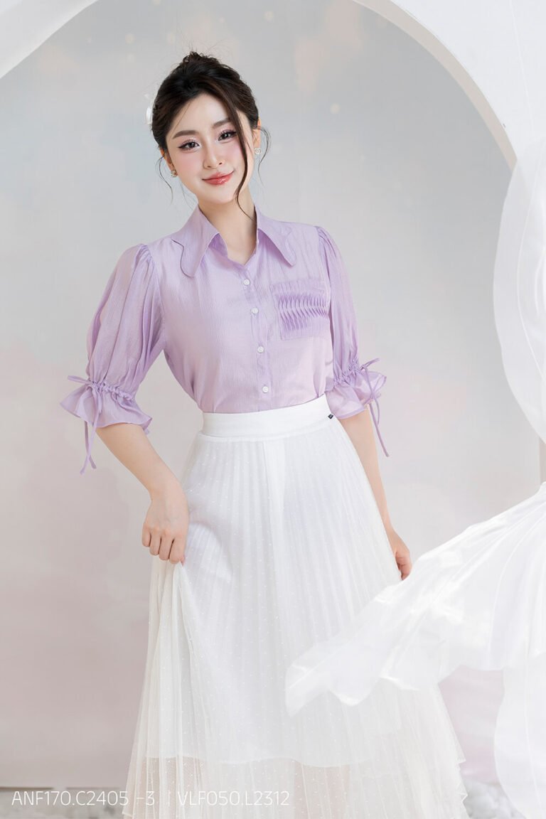 Áo sơ mi tay lỡ ANF170 tím - VLF050 pc2
