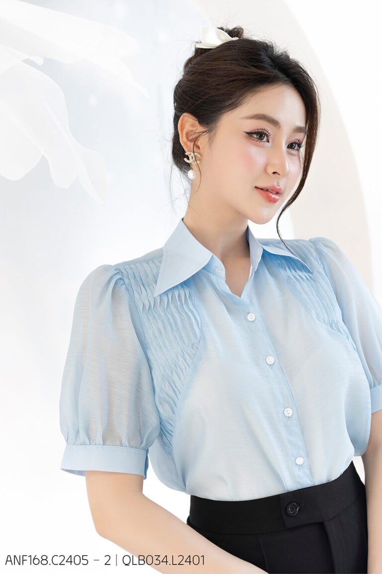 Áo sơ mi tay lỡ ANF168 xanh - QLB034 pc1