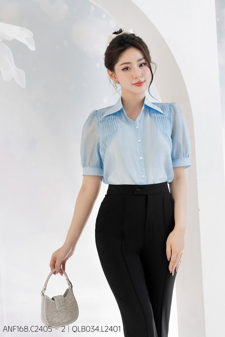 Áo sơ mi tay lỡ ANF168 xanh - QLB034 pc2