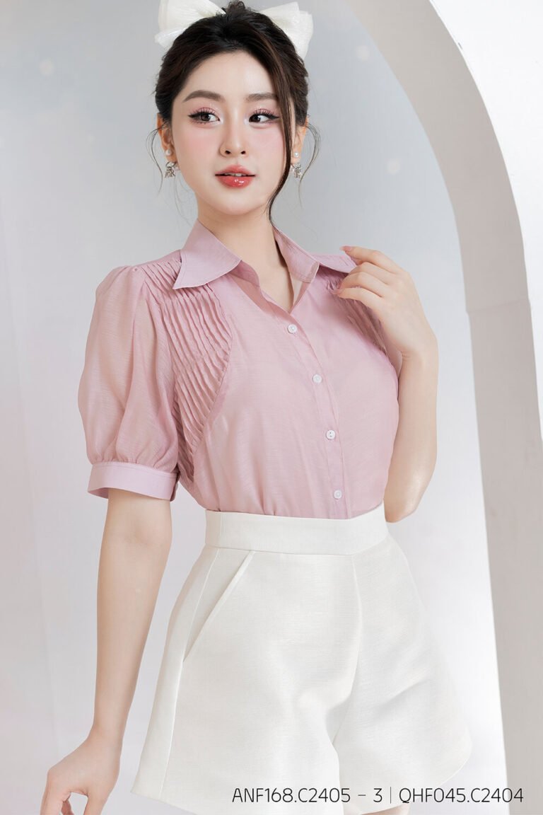 Áo sơ mi tay lỡ ANF168 hồng - Qhf045 pc1