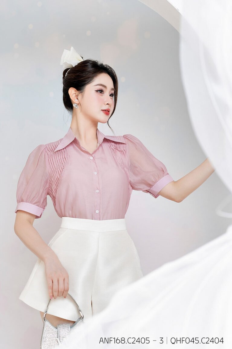 Áo sơ mi tay lỡ ANF168 hồng - Qhf045 pc2