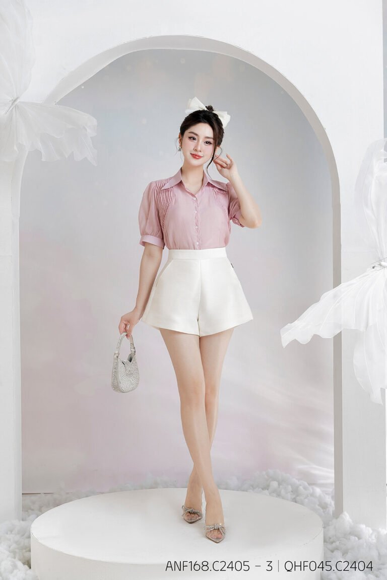 Áo sơ mi tay lỡ ANF168 hồng - Qhf045 pc3