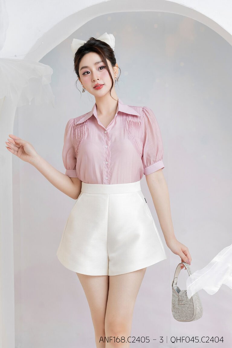 Áo sơ mi tay lỡ ANF168 hồng - Qhf045 pc4
