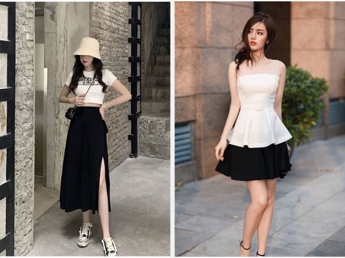 10+ Cách Phối Đồ Với Chân Váy Đen Đẹp, Thời Trang Nhất 8 Kết hợp với áo phôngi và áo peplum