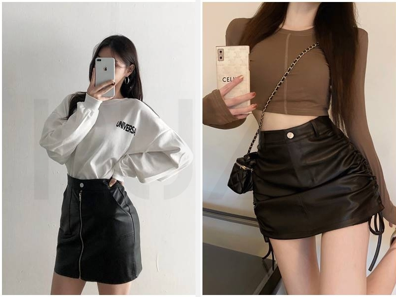 Chân Váy Da Mặc Áo Gì Đẹp, Theo Phong Cách Trang 2024 10 Phối áo phông - áo croptop