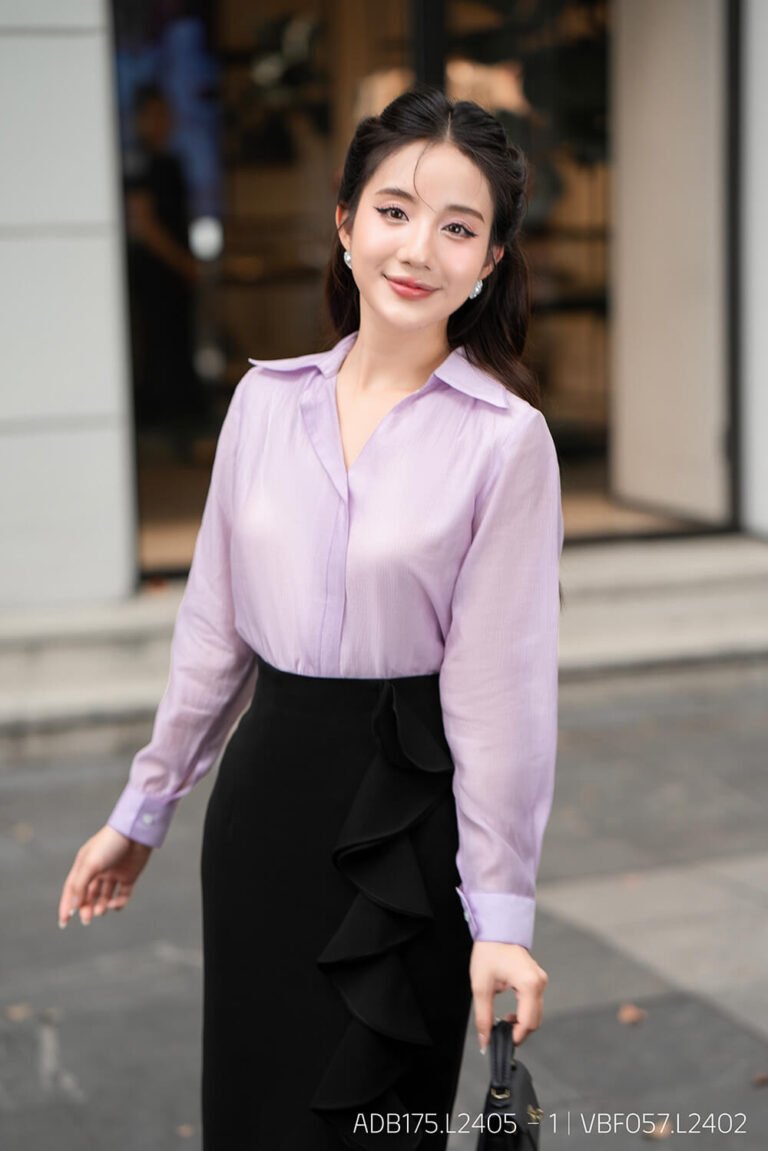Áo sơ mi tay dài basic ADB175 tím pc3