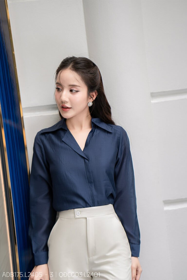 Áo sơ mi tay dài basic ADB175 xanh đen pc4