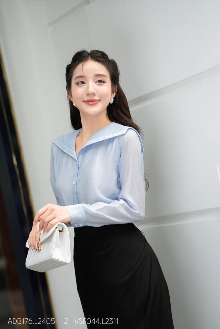 Áo sơ mi tay dài ADB176 xanh pc1