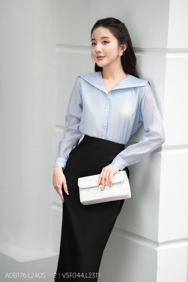 Áo sơ mi tay dài ADB176 xanh pc5