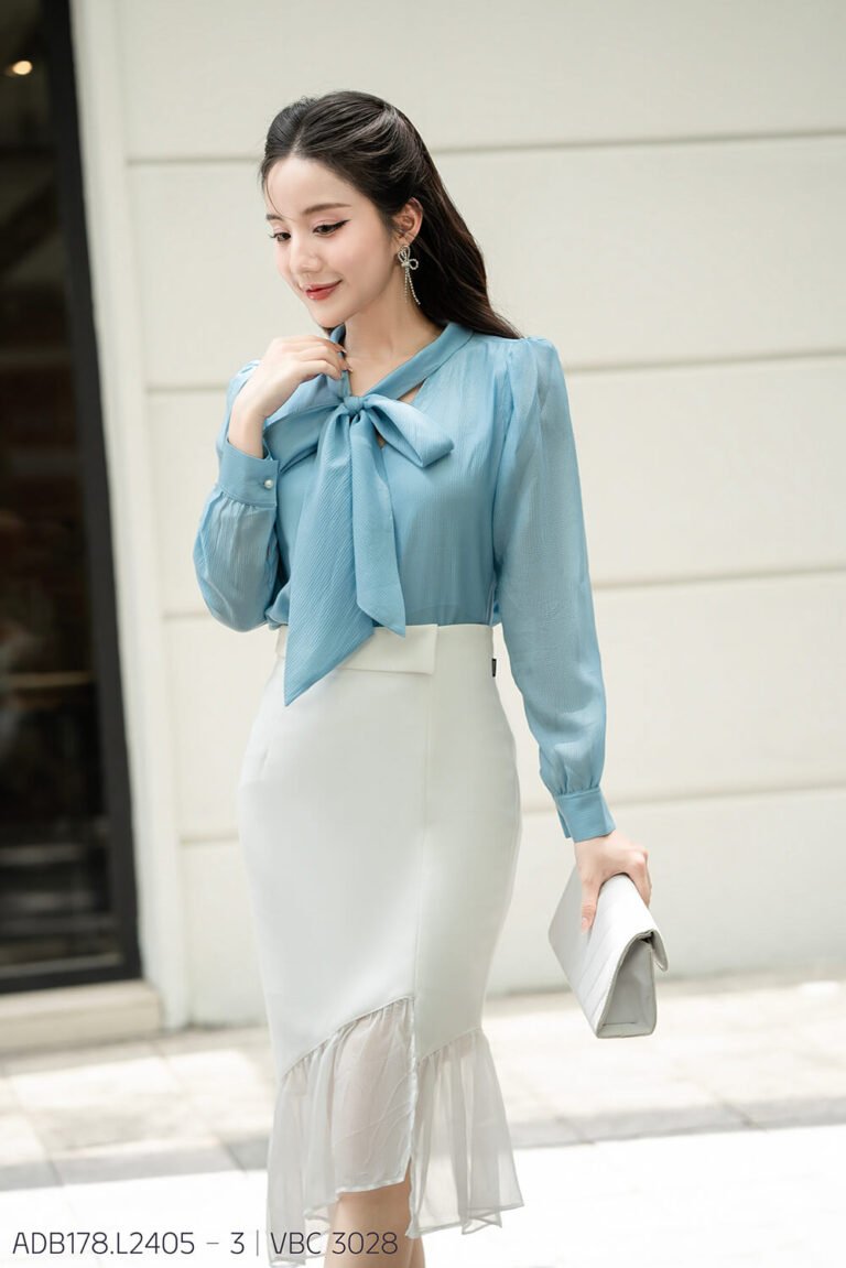 Áo sơ mi tay dài basic ADB178 xanh pc3