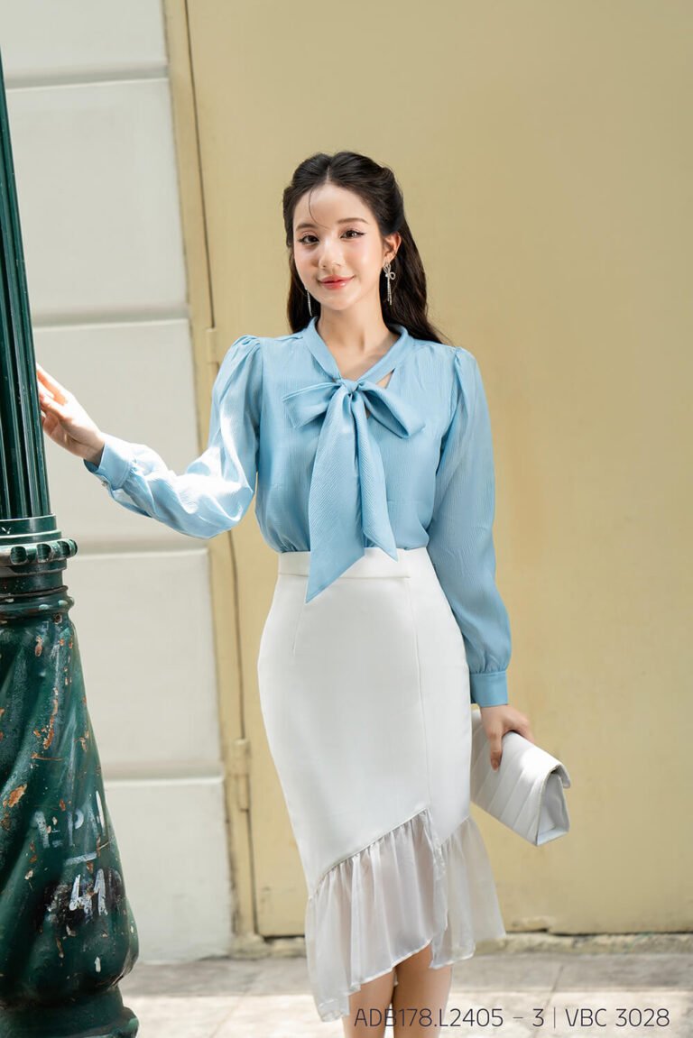 Áo sơ mi tay dài basic ADB178 xanh pc4