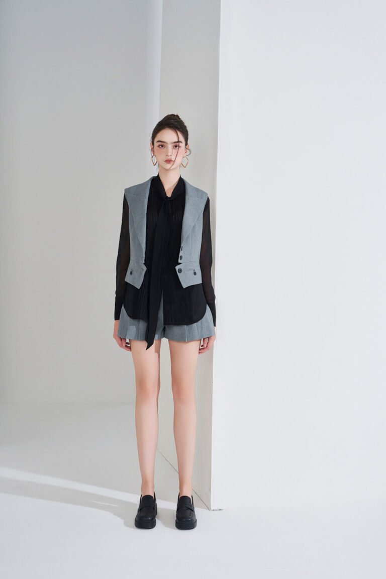 Áo sơ mi tay dài kiểu ADF184 đen pc5