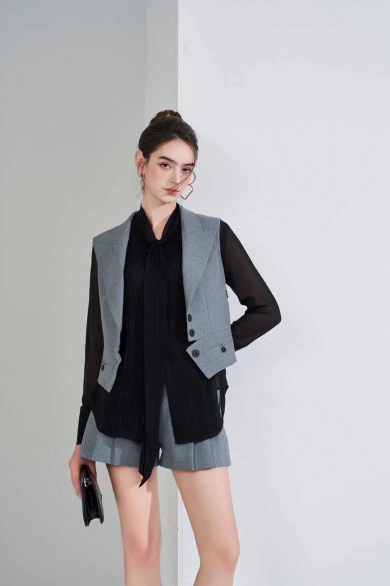 Áo sơ mi tay dài kiểu ADF184 đen pc3