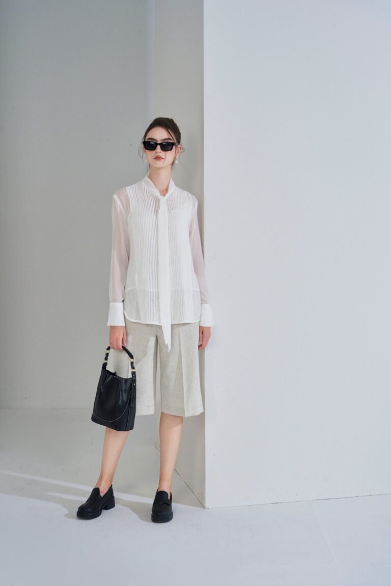 Áo sơ mi tay dài kiểu ADF184 trằng pc3