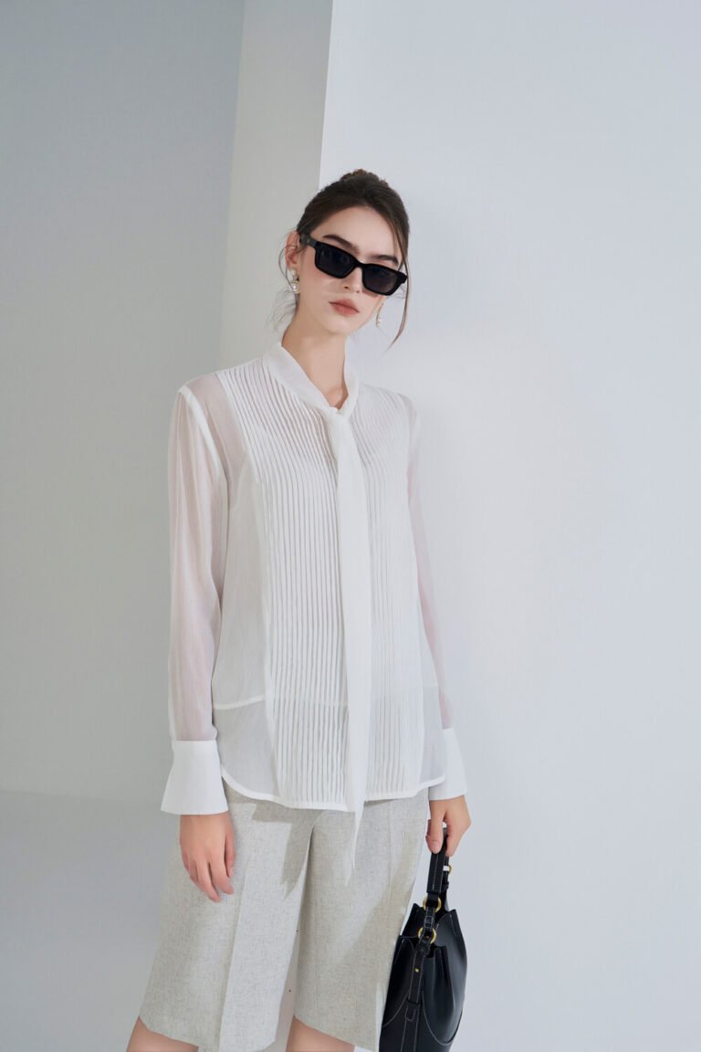 Áo sơ mi tay dài kiểu ADF184 trằng pc4