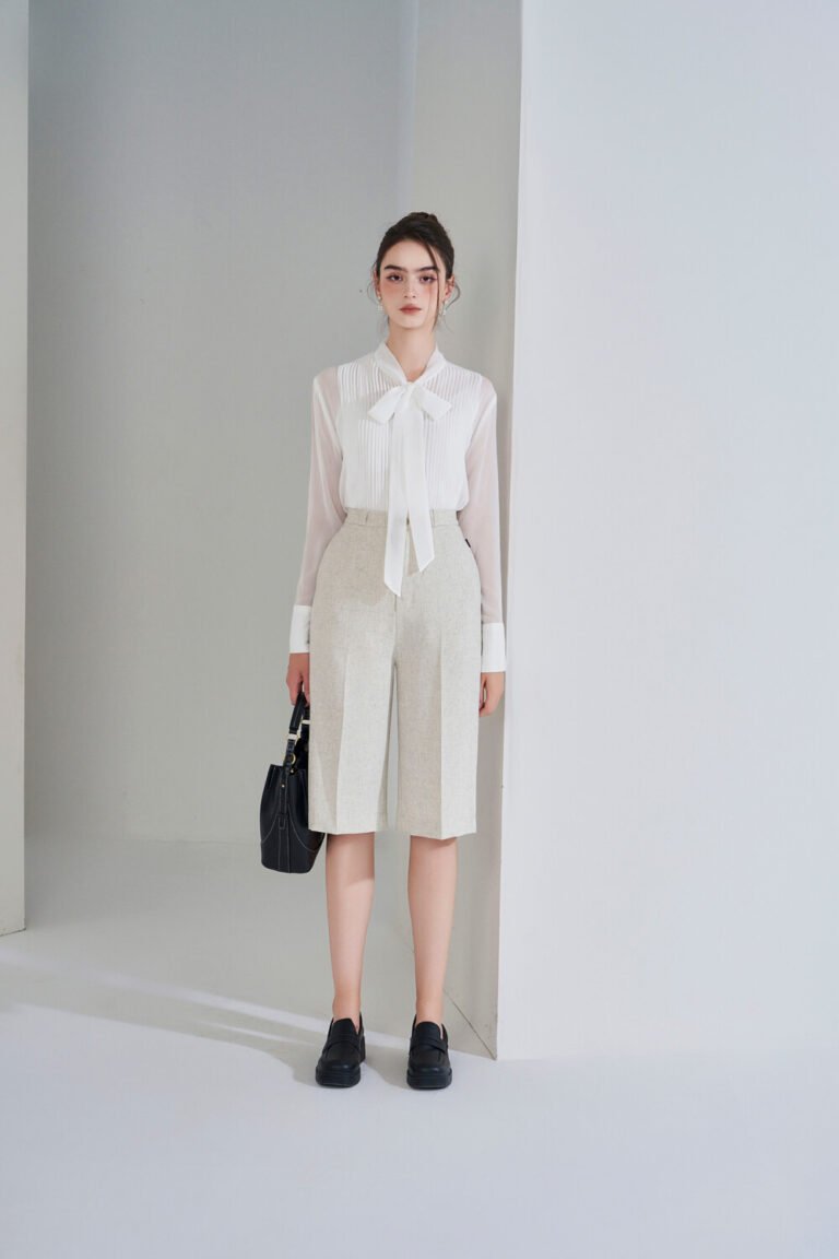 Áo sơ mi tay dài kiểu ADF184 trằng pc1