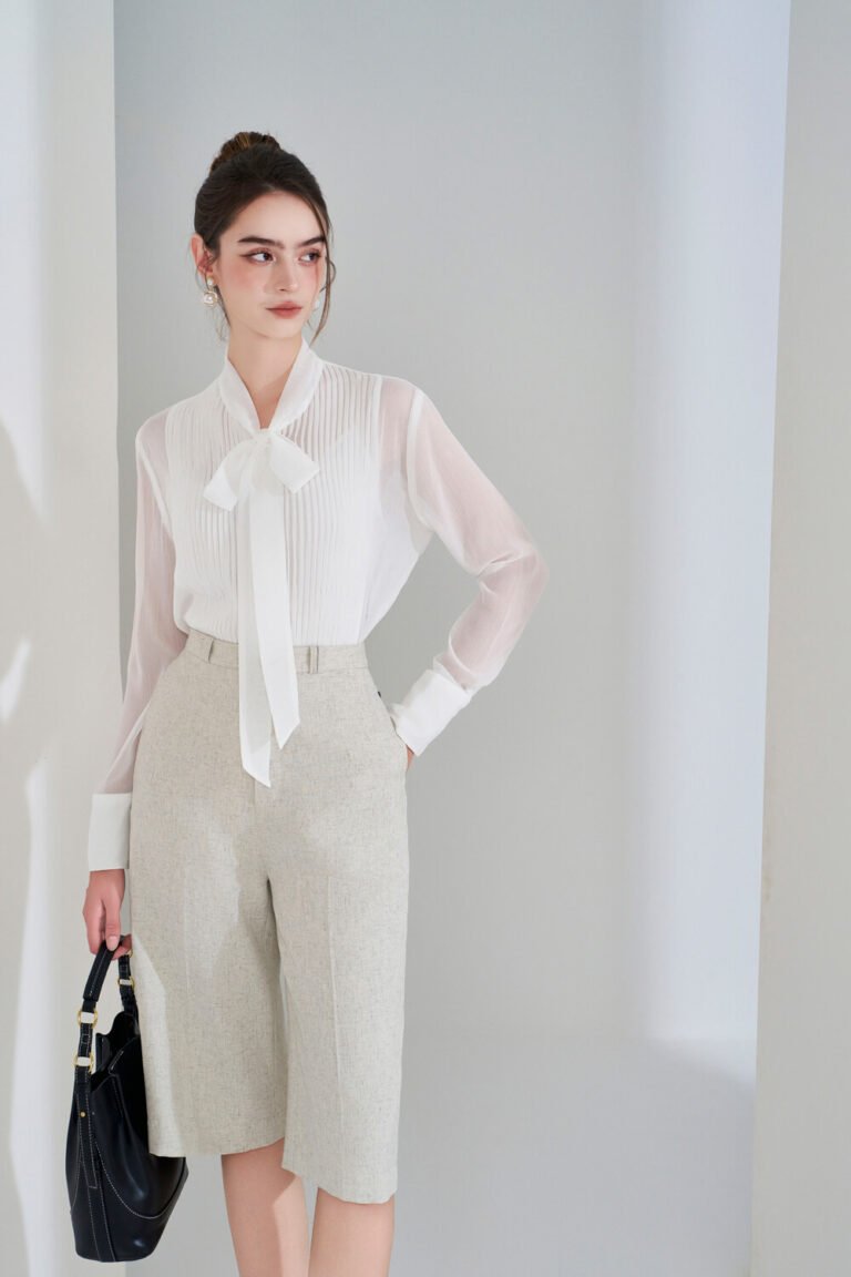 Áo sơ mi tay dài kiểu ADF184 trằng pc2