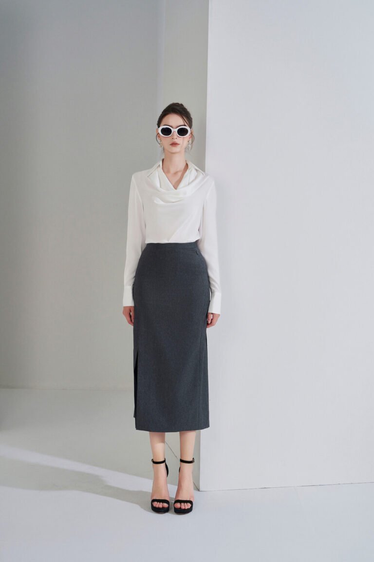 Áo sơ mi tay dài kiểu ADF190 trắng pc1