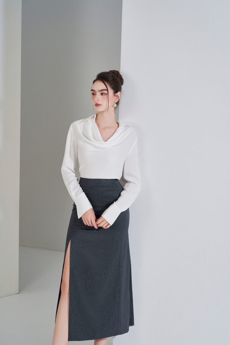 Áo sơ mi tay dài kiểu ADF190 trắng pc4