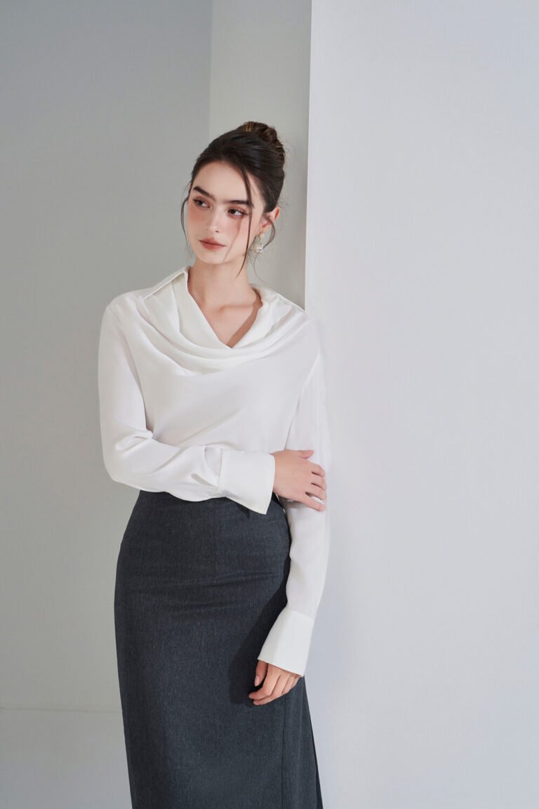 Áo sơ mi tay dài kiểu ADF190 trắng pc5